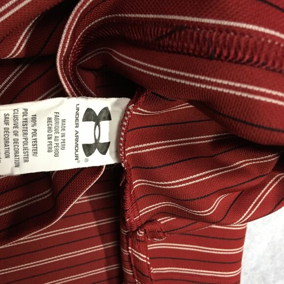 Under Armour Mens Golf Polo Shirt size XL Red Striped Short Sleeve Collared - Picture 5 of 15